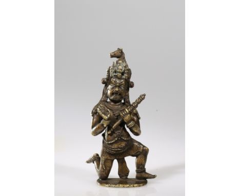 Bronze with Silver and StonesChina / Tibet , 16th centuryDimensions: Height 11  cm  Wide 6 cm Depth 5 cmWeight: 272 gramsHaja