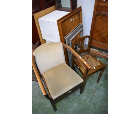 An Art Deco chair,  a commode chair;  a silver framed rectangular wall mirror;  others (5)