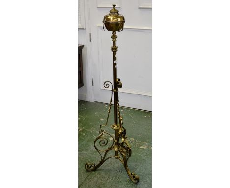 A 19th century brass telescopic oil lamp, converted to electricity 