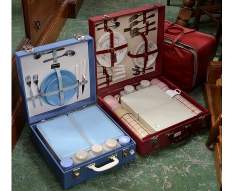 A Brexton hamper in a red carry case; another; a Sirram hamper (3)