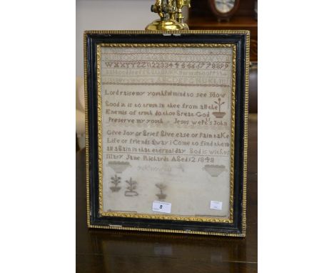 A Victorian sampler, Mary Jane Richards, aged 12, 1848