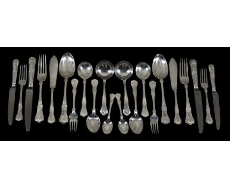  A silver King's pattern table service for twelve, maker's mark MDQ (not traced), Sheffield 1968-69, comprising: Twelve table