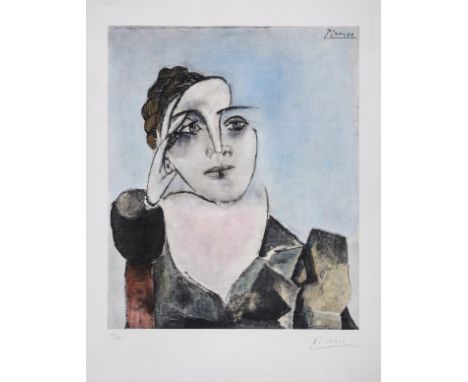 ** Pablo Picasso (1881-1973) after.Portrait de Mlle Dora MaarCollotype with pochoir in colours, 1960, signed and numbered fro