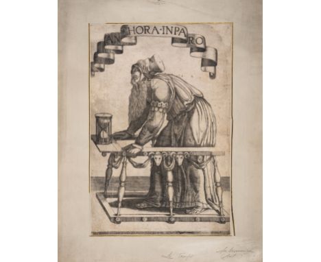 Girolamo Faccioli (c. 1527-1574), Attributed to. Anchora inparo [Allegory of old age]Engraving, 1538, a slightly slipped impr
