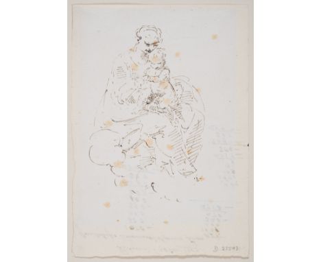Donato Creti (1671-1749)Madonna and Child on a cloudPen and brown ink, sheet 207 x 144 mm (8 1/4 x 5 5/8 in), later ink manus