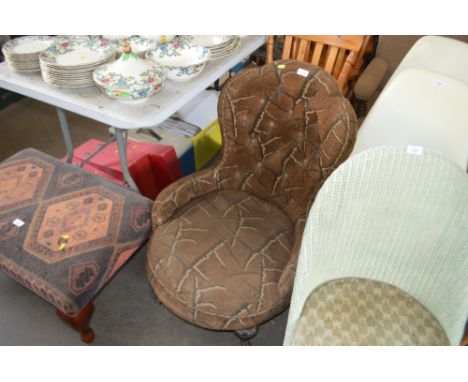 A Victorian rosewood button back nursing chair