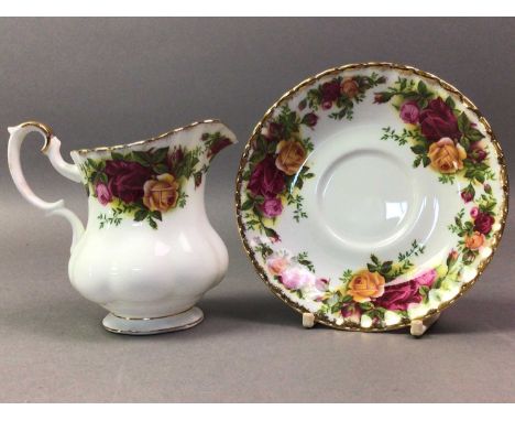 ROYAL ALBERT DINNER SERVICE OLD COUNTRY ROSES PATTERN including a lidded tureen, tea pot, cream jug, two serving dishes, five