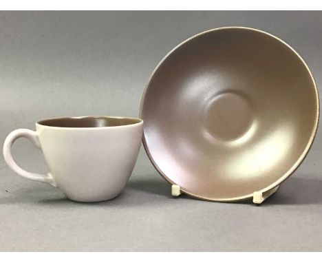 POOLE POTTERY COFFEE SERVICE in cream and brown tones 
