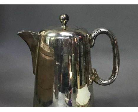 GROUP OF SILVER PLATED WARE including a four piece tea service, contained in a vintage case 