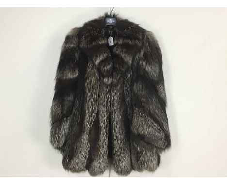 VINTAGE SILVER FOX COAT THREE QUARTER LENGTH with black lining, labelled The Ronson Collection