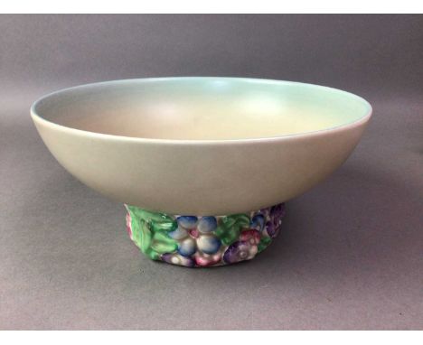 CLARICE CLIFF BOWL WITH OTHER CERAMICS including a Poole candlestick, Hummel figures and a pill box