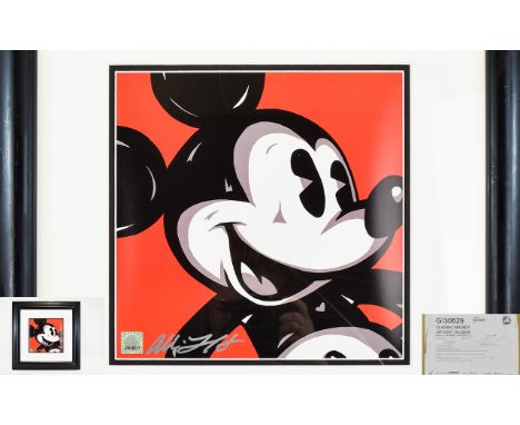 Disney Classic Mickey Mouse Allison Lefcort - Signed Pop Art Lithograph on Paper - Portrait of Mickey Documentation to Obvers