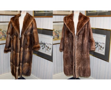 Full Length Vintage Mink Coat Ladies brown mink coat with shawl collar, concealed side seam pockets, hook and eye closure and
