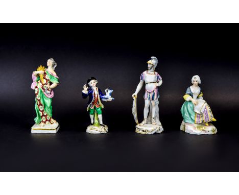 Four Various Samson of Paris Figures comprising a classical figure of a Roman God with the emblem of a cockerel on a shield; 