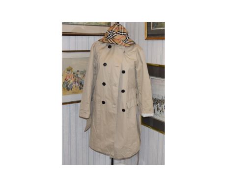Armani Exchange Ladies Cotton Trench coat Cream heavy cotton double breasted coat with front flap pockets and self coloured b