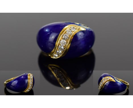 18ct Gold Diamond & Enamel Dress Ring