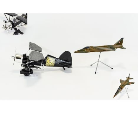 Novelty Alarm Clock In The Form Of An Aeroplane Together With A "Space Models" Display Fighter Plane, On Stand