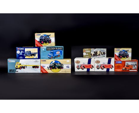 Eight Corgi Classics and Two The Dinky Collections. Corgis - Including Limited edition British army land rover and two wheel 