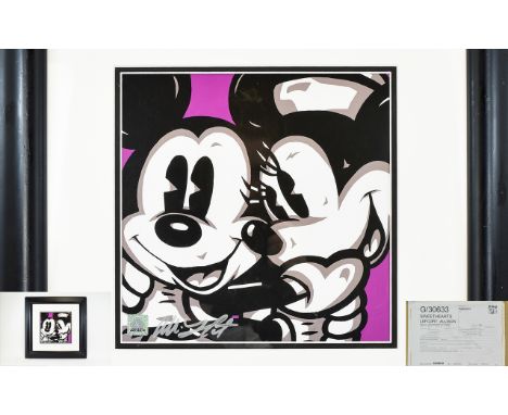 Disney Classic ' Sweethearts ' Mickey and Minnie - Allison Lefcort Signed Pop Art Lithograph on Paper. Titled ' Sweetheart ' 