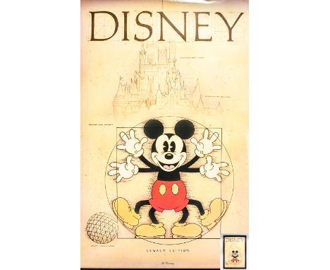 Walt Disney - Vintage Mickey Mouse Very Large - Original and Rare ' Legacy Edition ' LE Colour Lithograph Poster - Please See