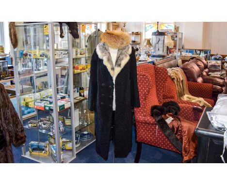 Vintage Astrakhan And Mink Collar Coat Along With A Fox Fur Hat Ladies full length double black coat with plush mink collar. 