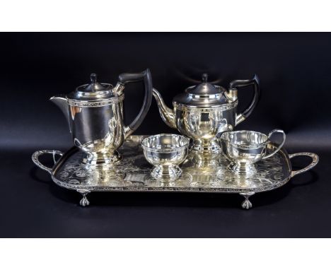 Viners of Sheffield Good Quality Alpha Plated ( Silver ) 5 Piece Tea and Coffee Service. Comprises Large Two Handle Footed Tr