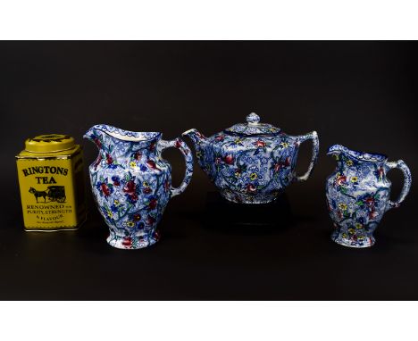 Collection of Rington's Collectables including Ceramic Teapot and two jugs and Ringtons Tin Tea Caddy.