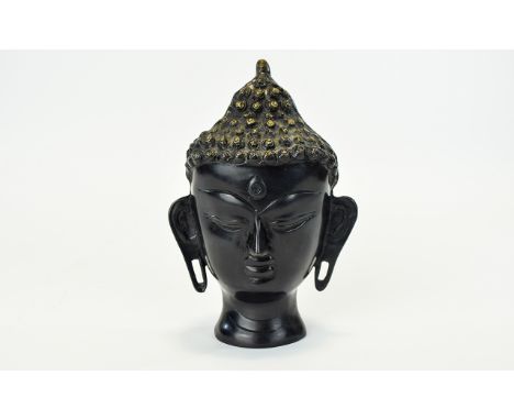 Bronze Buddha Head Tibetan cast Buddha head, good condition, 8 inches high.