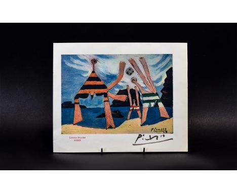 Pablo Picasso(1881-1973) Signed Lithograph Baigneuses Au Ballon Small vintage lithograph depicting bathers with ball 1928. Re