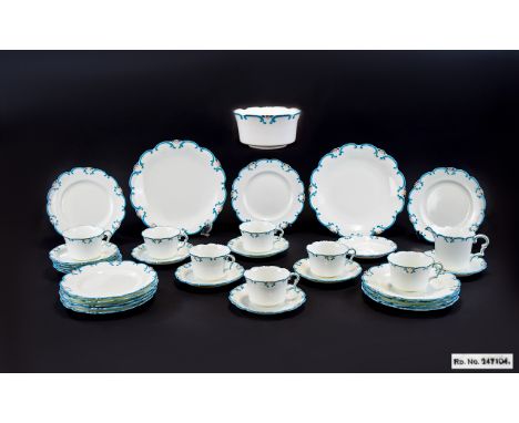Late Victorian Period - Fine Quality Hand Painted Bone China ( 33 ) Piece Tea Service. c.1890 - 1900. Marked Reg No 247104, N