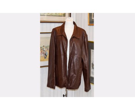 Gents Tan Quality Leather Coat. Size Large. 