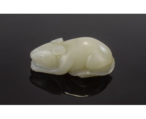 Antique Period - Chinese White Jade Mouse Sculpture. From a Private Collection. Size - 2 Inches, 5.2 cm. Excellent Condition.