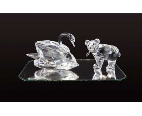 Swarovski Silver Crystal Figures ( 2 ) In Total. Comprises 1/ Swan - Large, Designer Max Schreck, Code Num 7633 NR 063 000. I