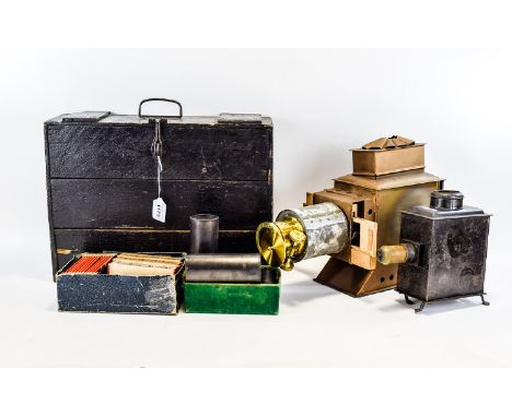 Magic Lantern And Associated Items To Include A Sands Hunter & Co Lantern With Three Extra Lenses, Paraffin Lantern + Lenses 