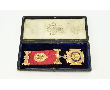 Edwardian Period Masonic Medal of Royal Order of Antediluvian and Buffaloes Lodge - 9ct Gold and Enamel Medal, Awarded to Sir