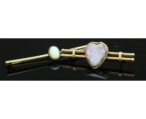 Two 15 carat gold and opal set brooches, total approx weight 6.4 g