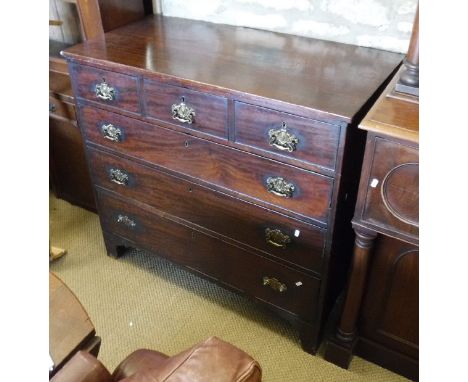 A 19t Century mahogany chest of three short over three long drawers on bracket feet