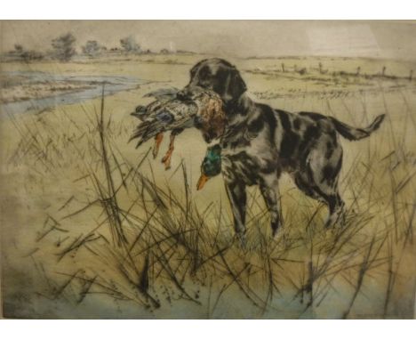 A quantity of assorted pictures and prints to include AFTER HENRY WILKINSON "Retriever with duck", colour print, signed lower