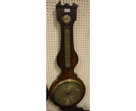 A 19th Century mahogany cased banjo barometer thermometer by C Volonte