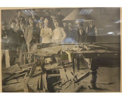 EARLY 20TH CENTURY ENGLISH SCHOOL "The Biggest break on record", black and white photographic print, "The effects of a Cannon