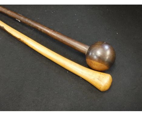 An African hardwood Knob Kerry and a hardwood walking stick