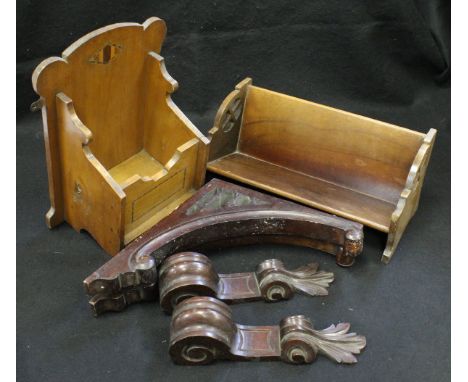 A 19th Century German walnut cased mantle clock with replacement movement, assorted ebony pots, three circular needlework top