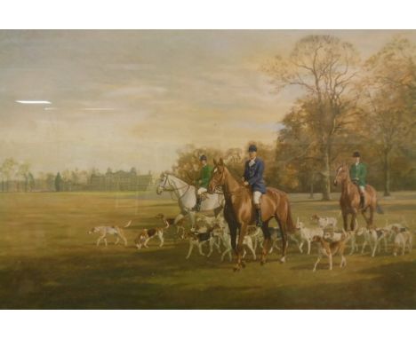 AFTER MADELEINE SELFE "The Duke of Beaufort with his hounds in Badminton Park 1973", limited edition colour print No'd. 317/3