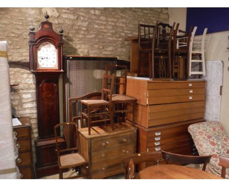 A 19th Century mahogany long case clock case with replacement battery movement and printed dial in the 19th Century style by 