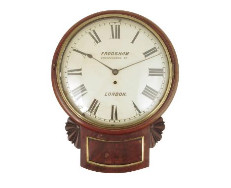 An English drop dial, the 12 inch white painted convex dial signed Frodsham, Gracechurch St, London, single-train fusee movem