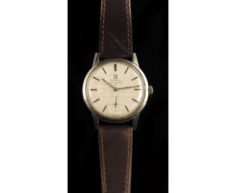 Omega. A steel Seamaster wristwatch, manually wound, textured silvered dial signed Omega Seamaster 30, raised baton numerals,