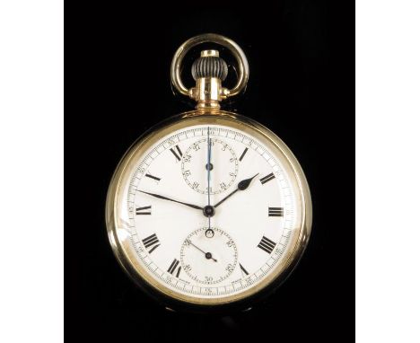 Zenith. A 9ct gold centre seconds chronograph, gilt movement signed Zenith, no. 2650208, white enamel dial with subsidiaries 