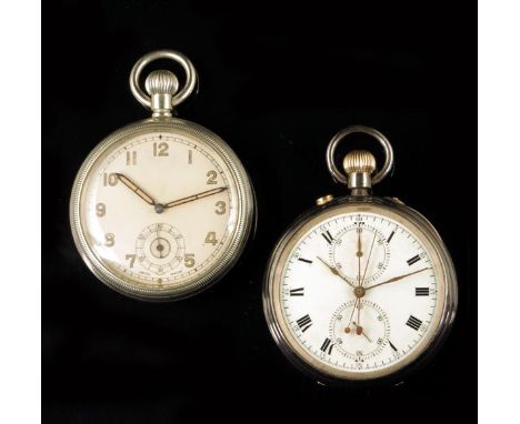 A silver split seconds keyless lever chronograph, three-quarter plate movement signed Kendal & Dent, 106 Cheapside, London, n