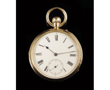 An 18ct gold keyless lever watch, signed Gabriel, 24 Bishopsgate St, Within & 28 Gracechurch Street, London, no. 8642, white 