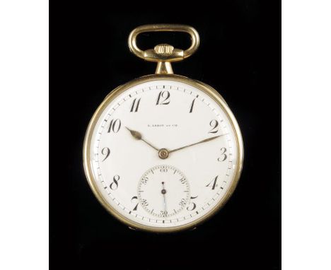 A French gold keyless lever dress watch, white enamel dial signed L. Leroy & Cie, the gilt movement signed L. Leroy and the c